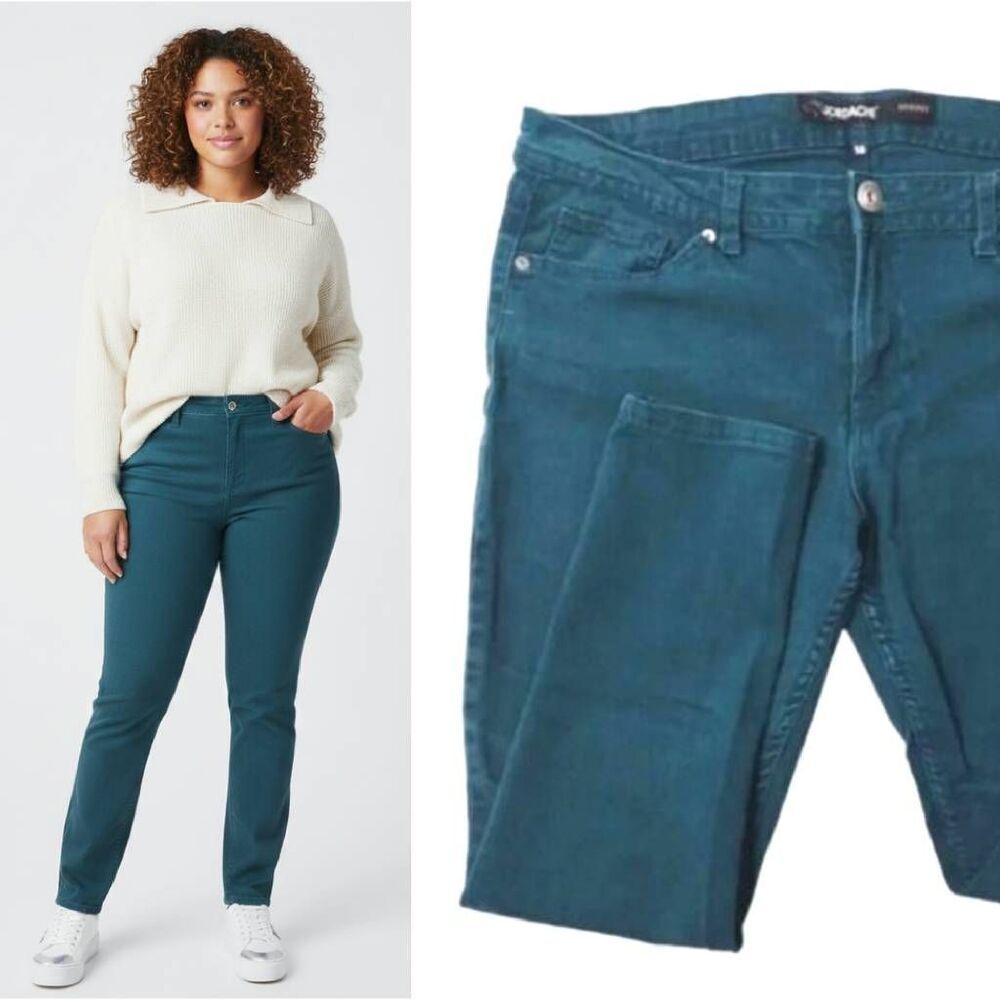 VTG 80s 90s Jordache Jeans‎ Plus 18 High Rise Stretch Peacock Teal Denim Skinny